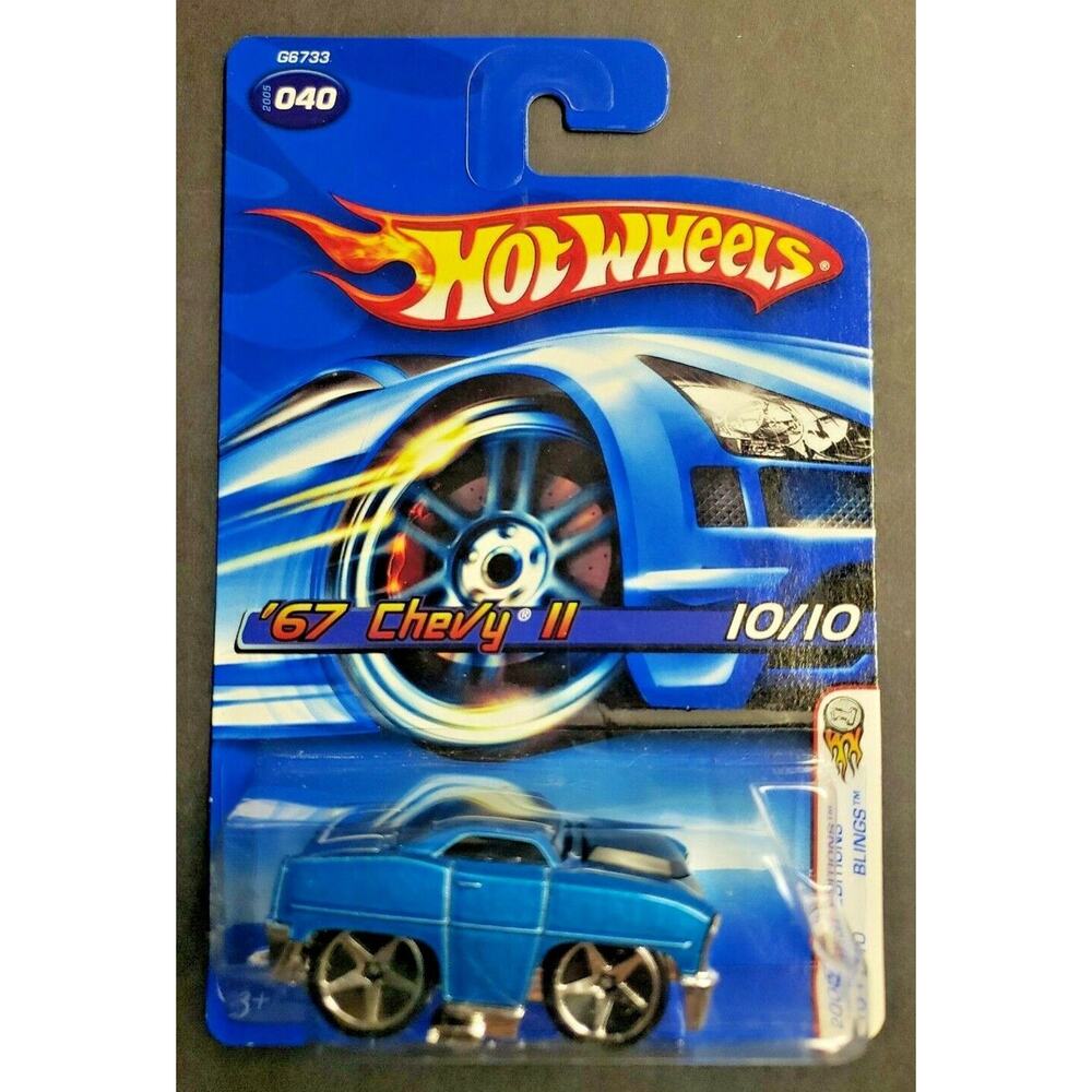 2005 Hot Wheels #40 1967‎ Chevy II Nove Blings 1st Ed. Blue HW12